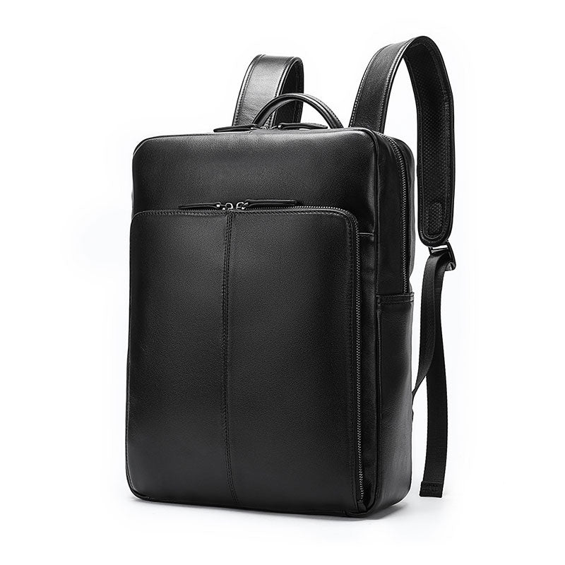 black leather work backpack men Men's Black Leather Laptop Backpack – Luke Case