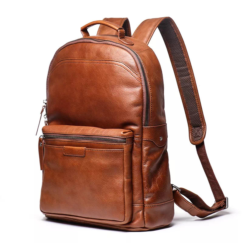 Men's Leather Backpack with 15.6 Inches Laptop Compartment