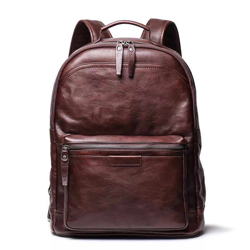 Men's Leather Backpack with 15.6 Inches Laptop Compartment