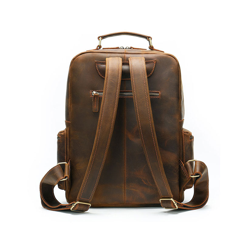 Men's Vintage Crazy Horse Leather Backpack