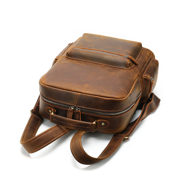 Men's Vintage Crazy Horse Leather Backpack