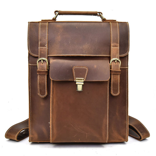 Vintage Crazy Horse Leather Satchel Backpack