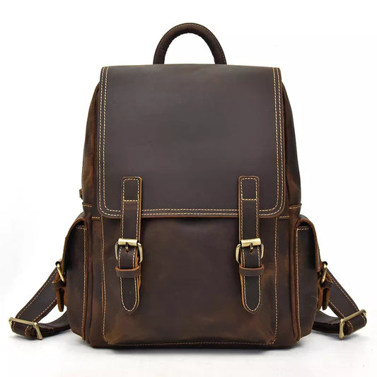 Men's Vintage Crazy Horse Leather Backpack