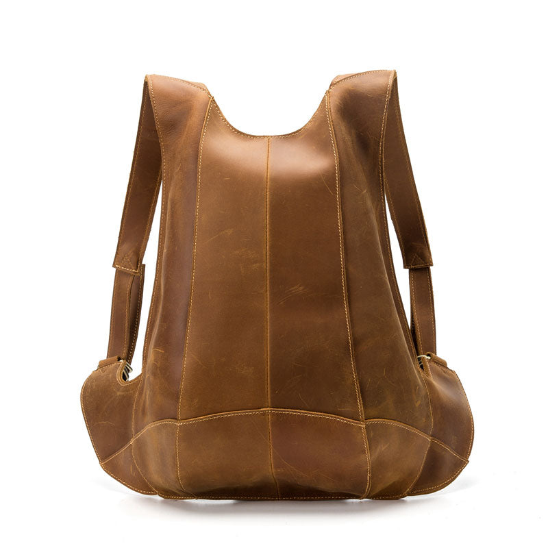Men's Leather Backpack Anti Theft Leather Backpack, Light Brown