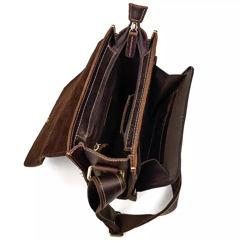 Men Satchels High Quality Leather Crossbody Bag Vintage Geometric