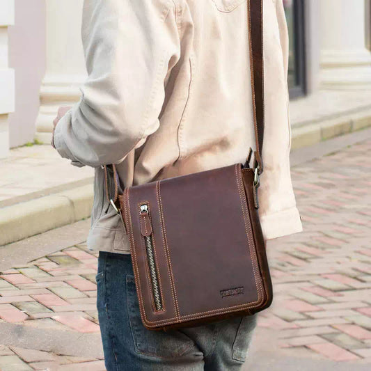 Men's Waxed Canvas Messenger Bag Leather Flap – Luke Case