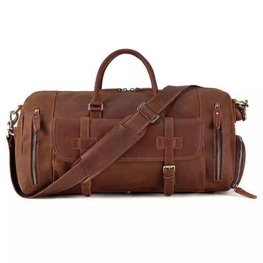 Large Men's Crazy Horse Leather Duffle Bag