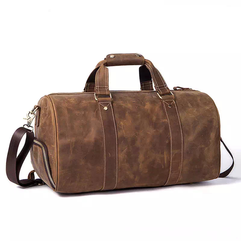 Men's Vintage Crazy Horse Leather Duffle Bag