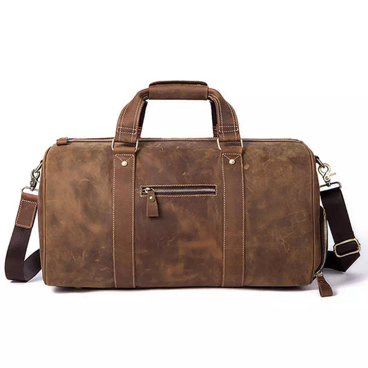 Men's Vintage Crazy Horse Leather Duffle Bag