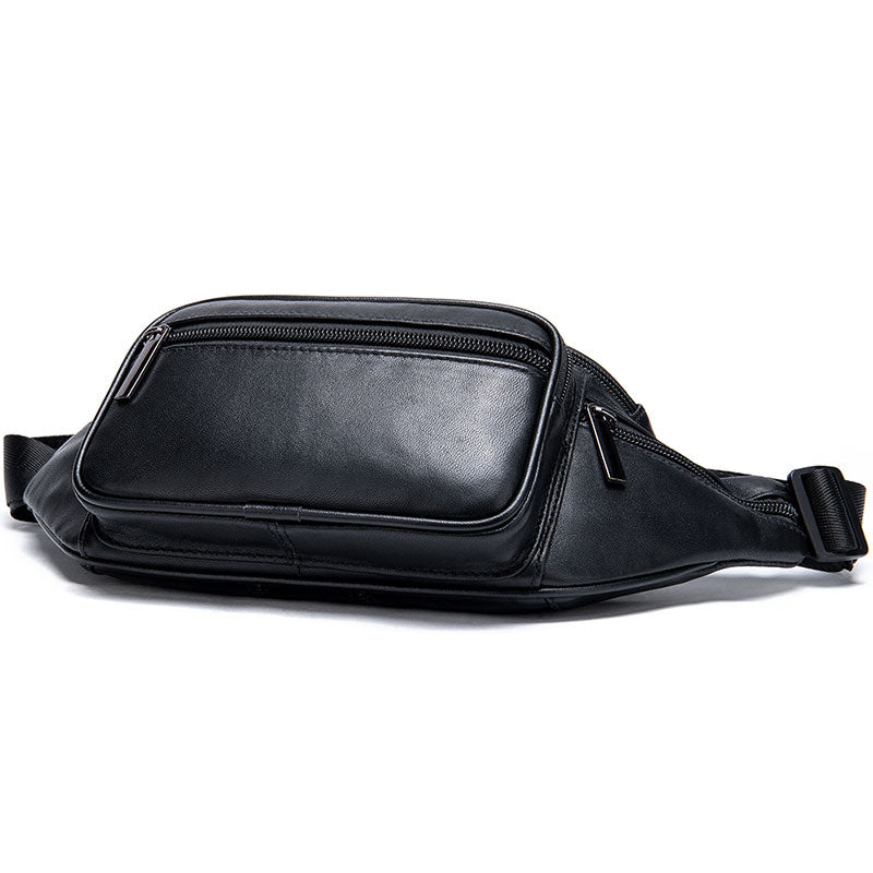 Luke Lady Leather Fanny Pack for Men and Women, Black