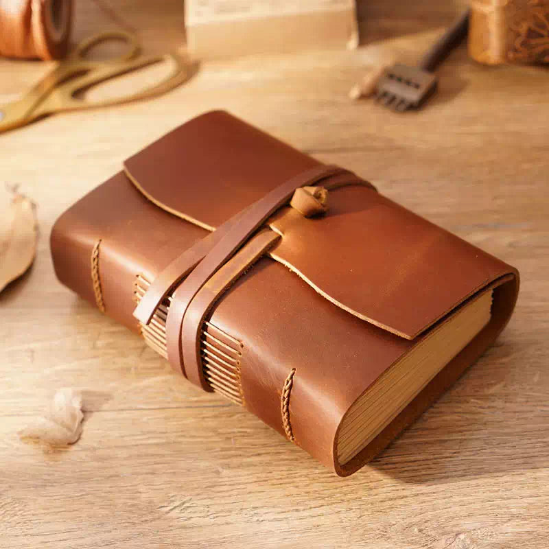 Vintage Leather Journal - (6.5" × 4.5", 400 Pages)