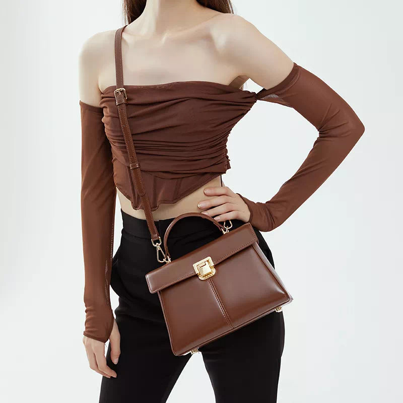 Leather Satchel Top Handle Bag