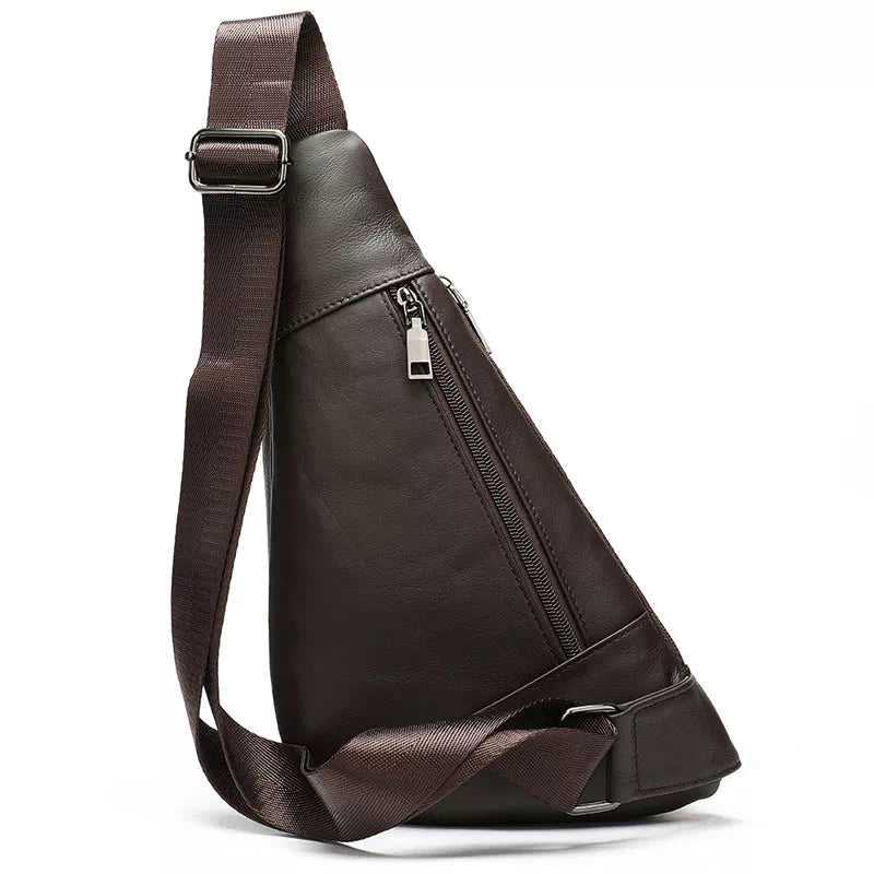 Synthetic Men Brown Leather Sling Bag, Size: 11inchx8inch(LXW)