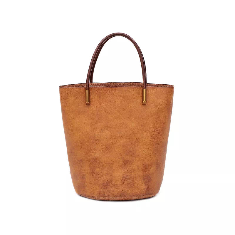 Vegetable Tanned Leather Mini Crossbody Tote Bag