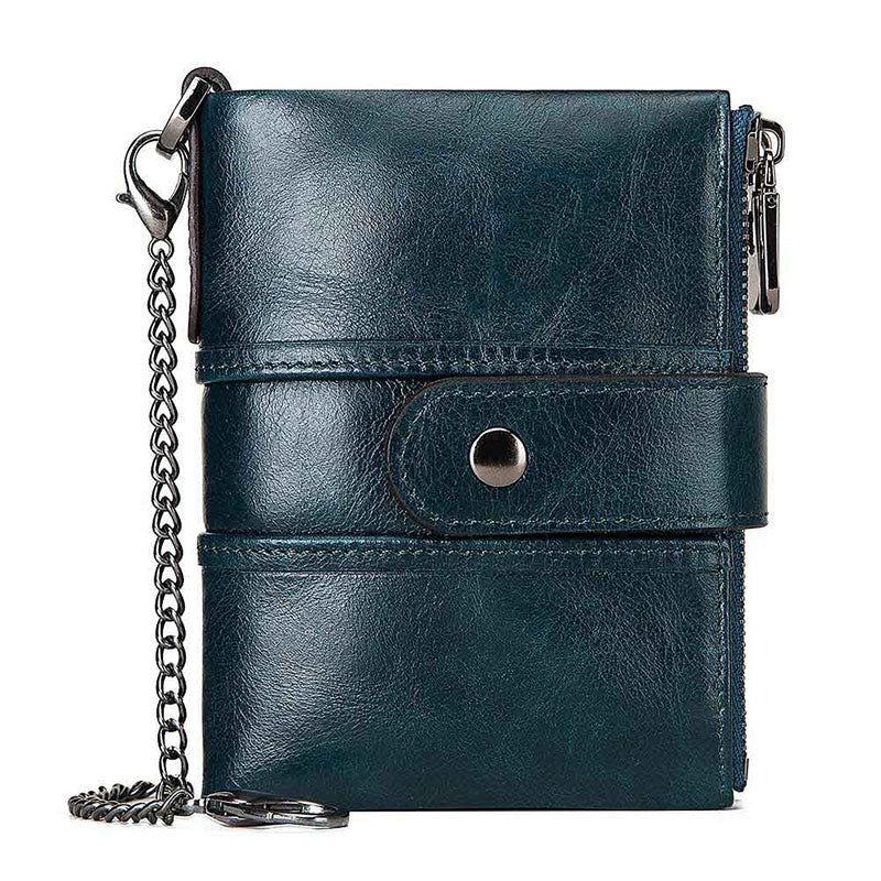 Men's Leather Bi-Fold Wallet RFID Blocking