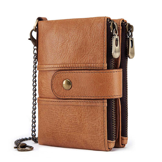 Men's Leather Bi-Fold Wallet RFID Blocking