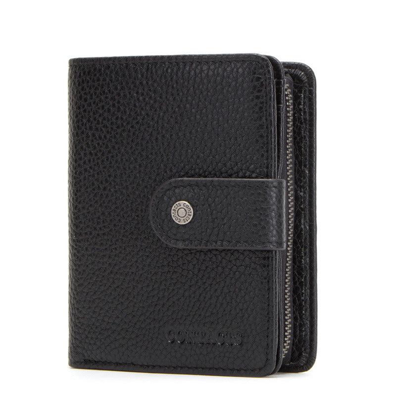 Men's Leather Trifold Wallet - Black
