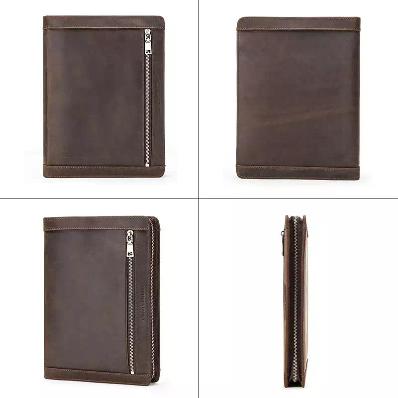 Contacts Family Zippered Leather Padfolio