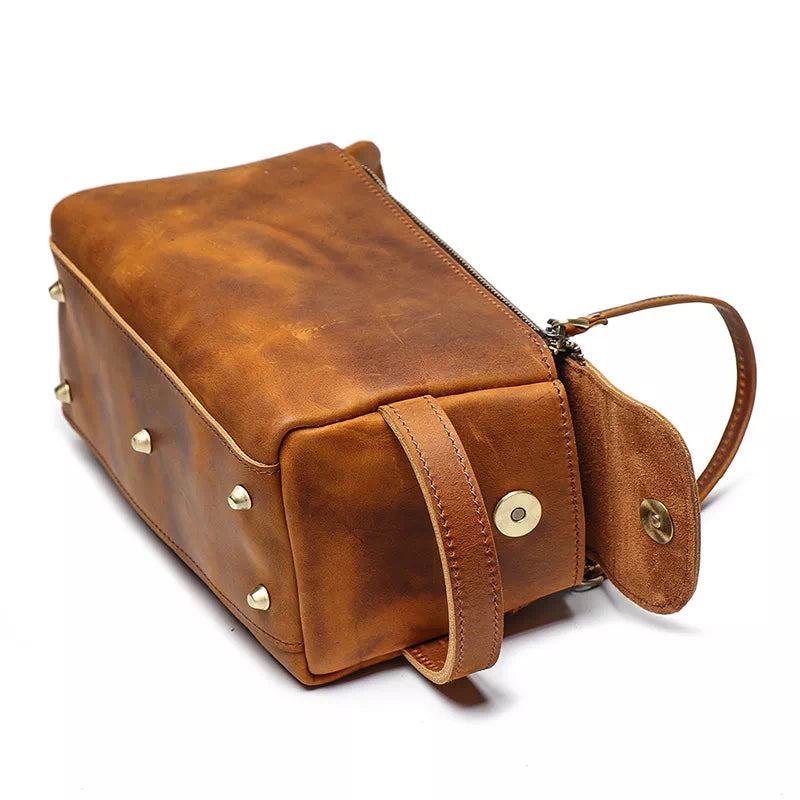 Men's Crazy Horse Leather Toiletry Bag