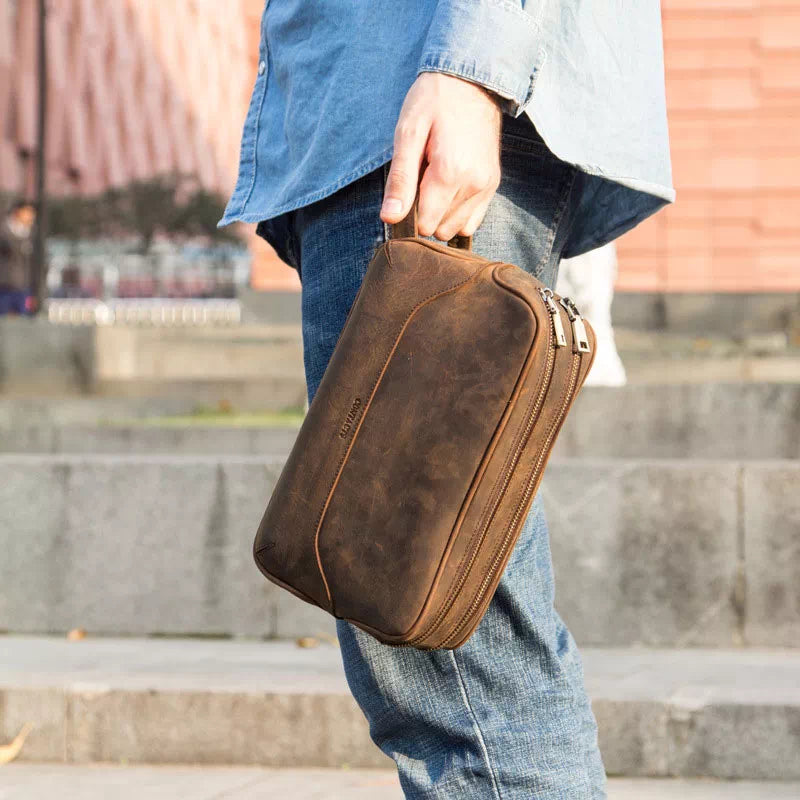 Mens leather travel case sales