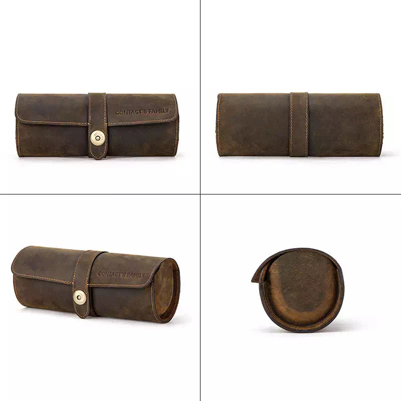 Leather Watch Roll Case for 3 Watches