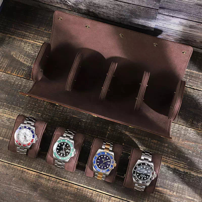 Leather Watch Roll - 4 Slots Luxury Watch Travel Case - Free Monogram –  Luke Case