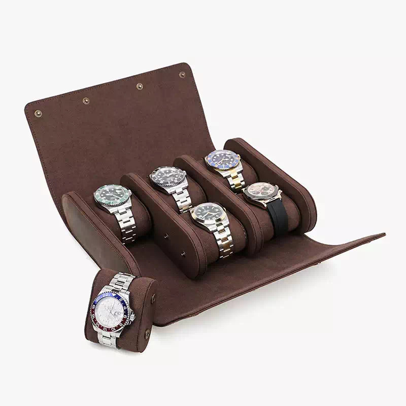 Leather Watch Roll Case for 6 Watches