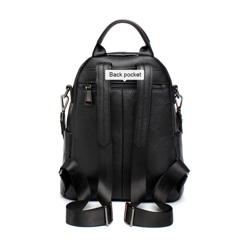 black leather backpack with back pocket Women's Leather Backpack Purses Convertible Shoulder Bag – Luke Case