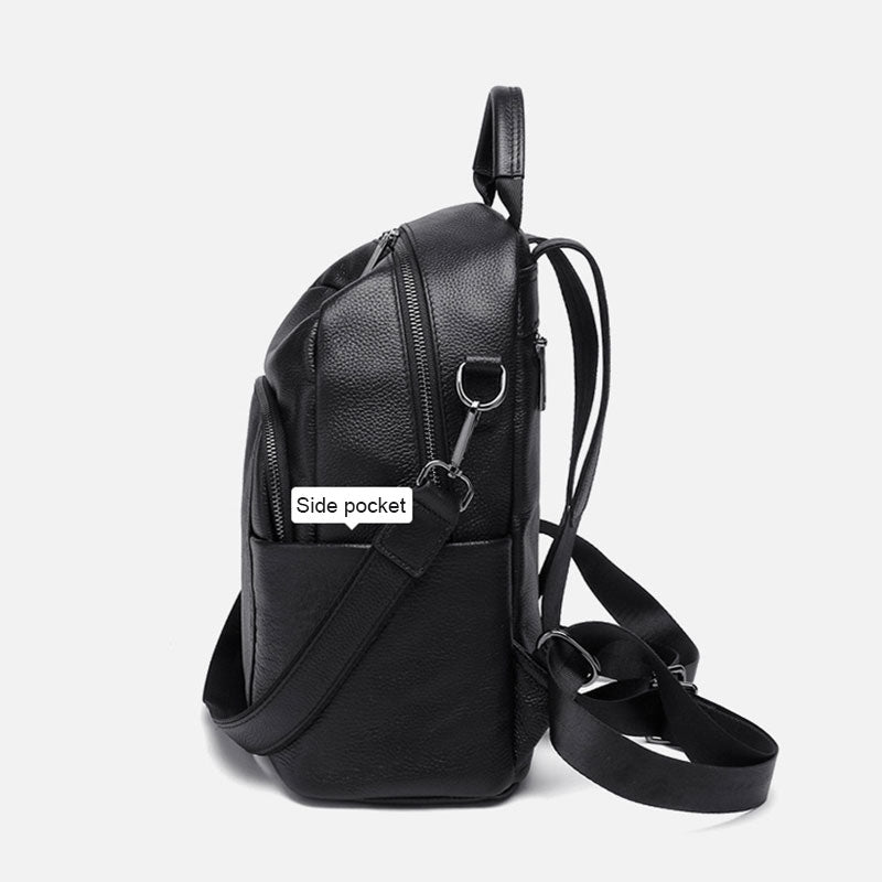 black leather backpack womens with side pockets Women's Leather Backpack Purses Convertible Shoulder Bag – Luke Case