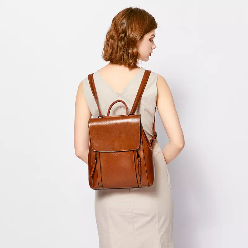 The Emerson Womens Fine Leather Backpack Purse in Brown - Holtz Leather
