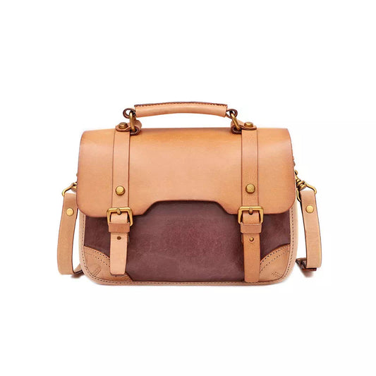 Compact Vegetable Tanned Leather Satchel