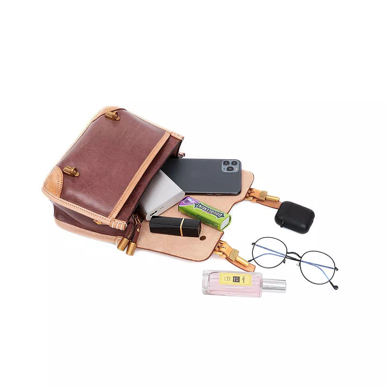 Compact Vegetable Tanned Leather Satchel