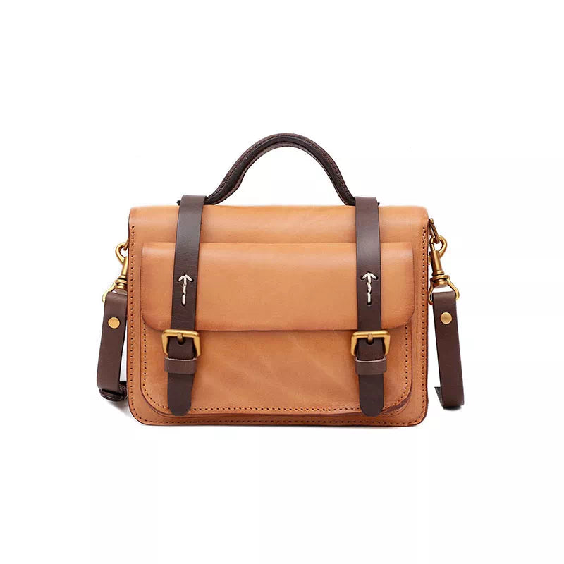 Compact Leather Satchel Handbag