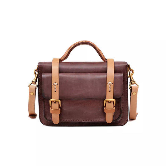 Compact Leather Satchel Handbag
